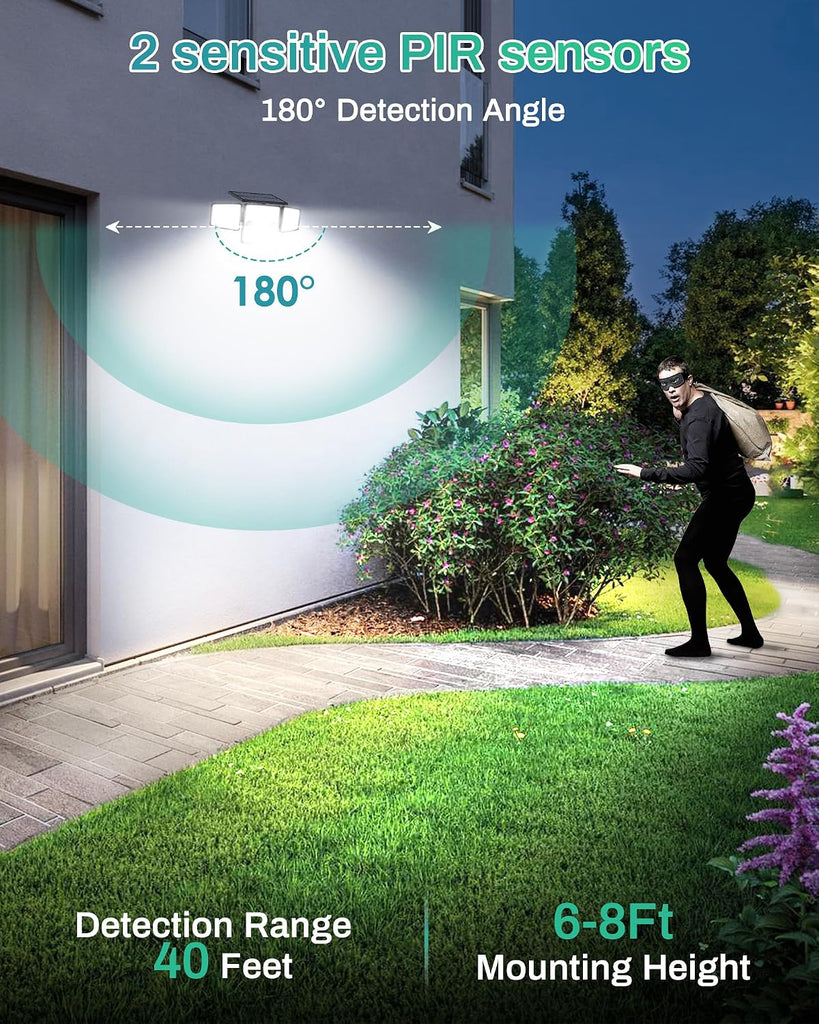 Solar Lights Outdoor, Motion Sensor Outdoor Lights with Stakes | In-Ground or Wall Mount, 360° Wide-Angle