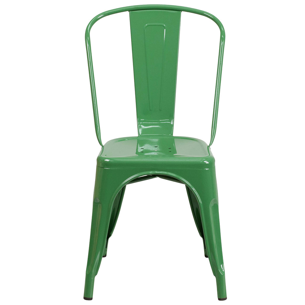 Green Metal Indoor/Outdoor Stackable Chair, 4-Pack