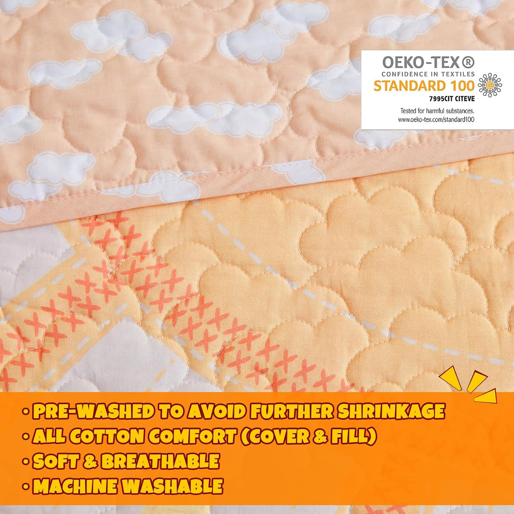 Kids Sunshine Yellow Queen Cotton Coverlet Set, 3pc
