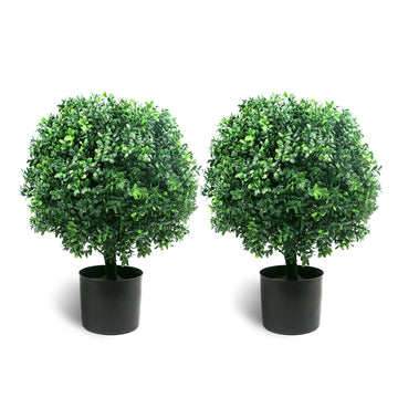 21.6" Tall Artificial Boxwood Topiary Ball Tree Set of 2