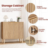 Fluted Storage Cabinet, Sideboard Buffet with Doors and Shelf, Wooden Console Table & Credenza