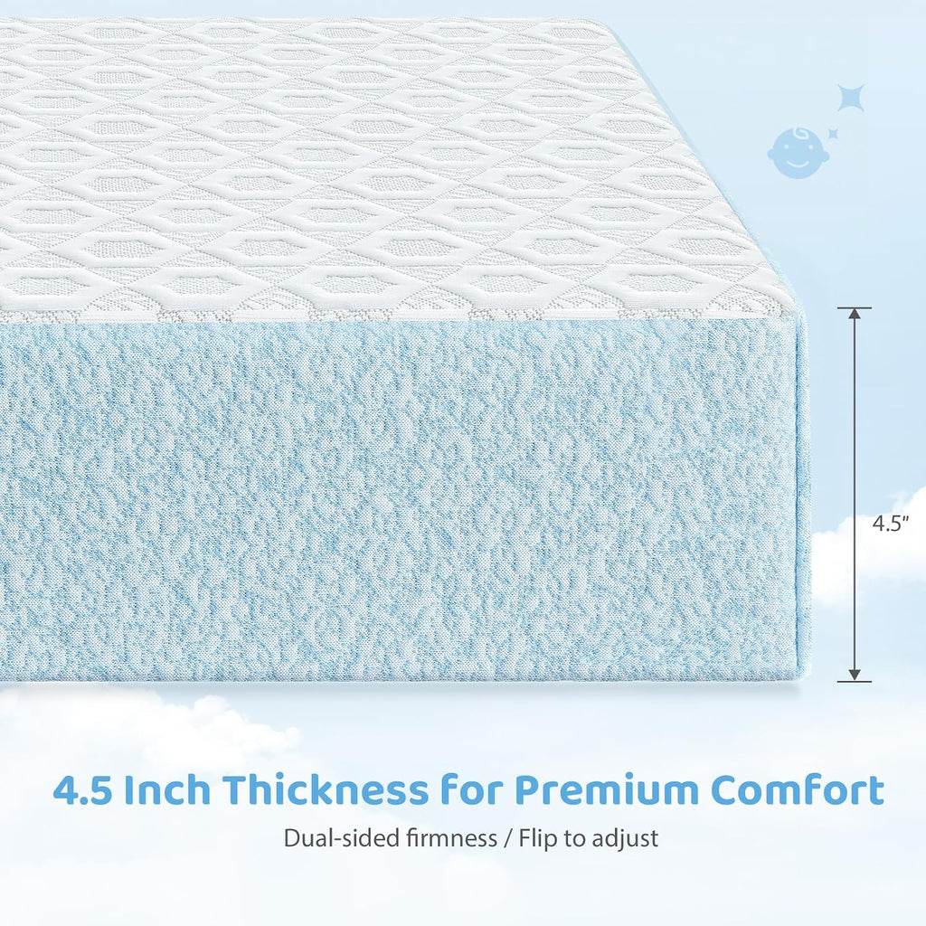 Crib Mattress Dual Sided Gel Memory Foam Toddler Mattress for Baby | 2-Stage Safe Comfort Sleep for Infant and