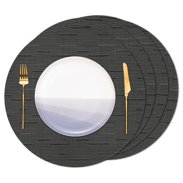 15 Inch Round Placemats Set of 4, Washable Vinyl Woven Place Mats