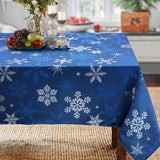 Holiday Blue Snowflakes Metallic Jacquard Woven Tablecloth (60" x 120" Rectangle)