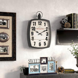 Menterry Large Retro Rectangle Wall Clock, Black Antique Vintage Style