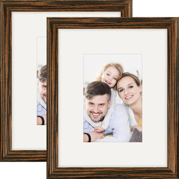 8x10 Picture Frames Solid Wood 4x6 Photo Frame with Mat Ebony 2 Pack