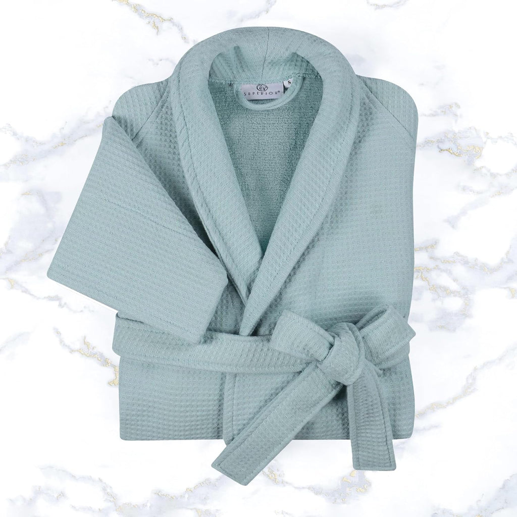 Waffle Weave Cotton Unisex Bathrobe with Belt, Soft and Absorbent Robe for Men and Women Bath Essentials Robes