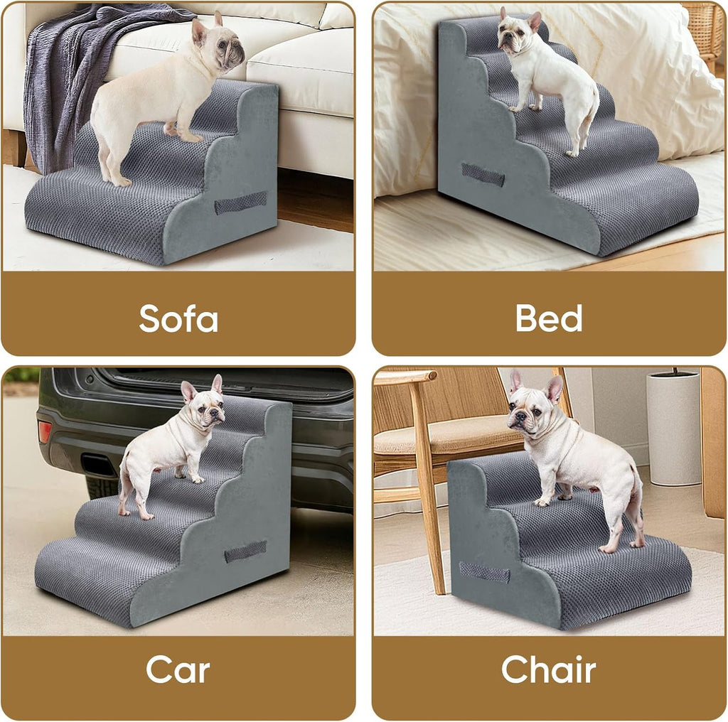 Pet Stairs for Dogs 4-Step, 19.6" H Pet Stairs for High Bed, Couch Sofa & Chair