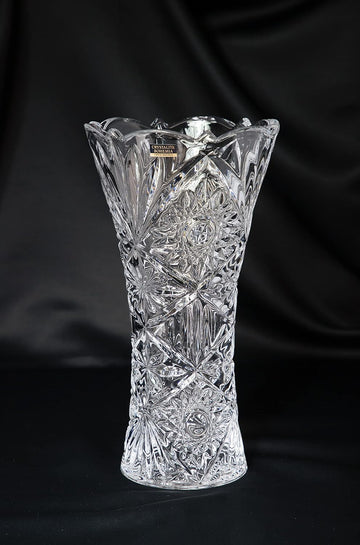 Bohemian Crystal Glass Vase 12" ''Miranda'' Vintage Design Elegant Centerpiece Flower Vase Home Decor Wedding