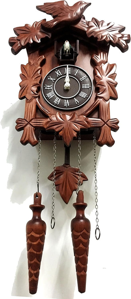 Rylai Cuckoo Clock Vintage Large Wooden Wall Clock Handcrafted 13x9.5 Inch Brown