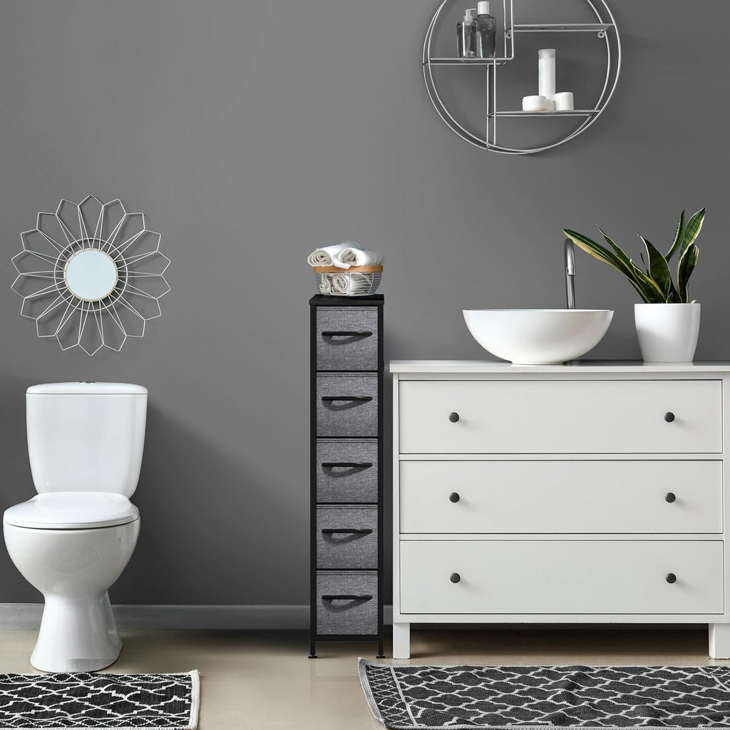 Kids Dresser with 5 Drawers - Storage Unit Organizer Chest for Clothes - Bedroom, Kids Room, Nursery, & Closet