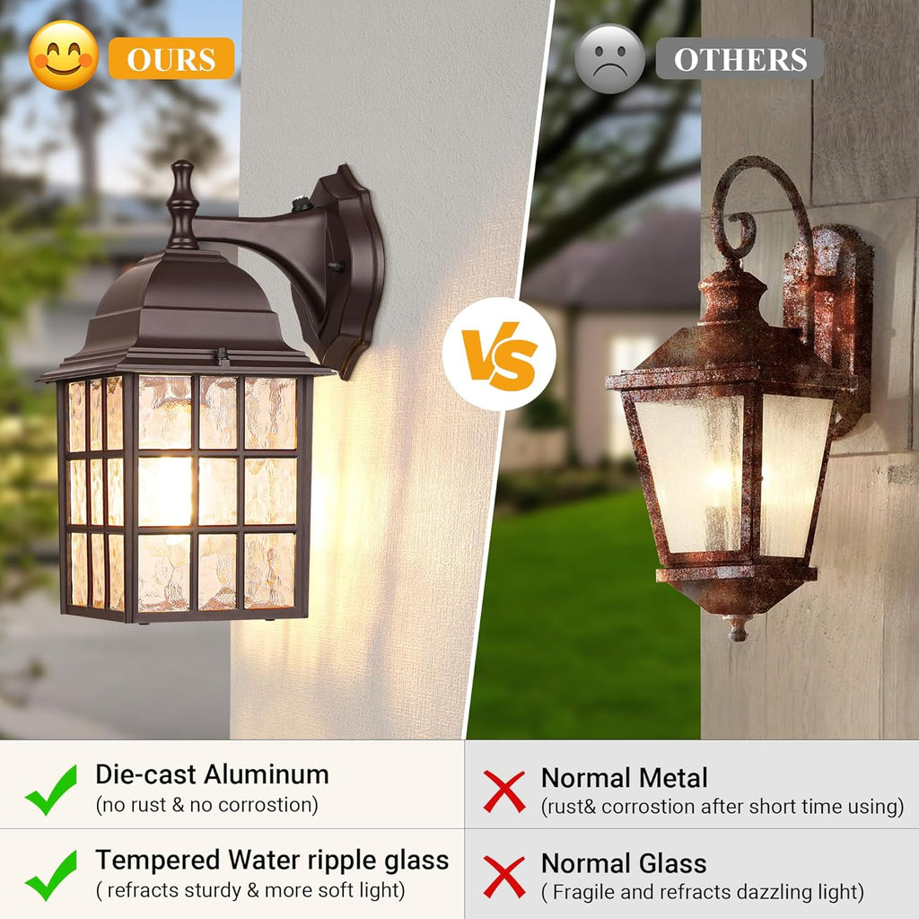 2-Pack Dusk to Dawn Outdoor Lights for House, Exterior Porch Light Fixtures Wall Mount with Photocell Sensor