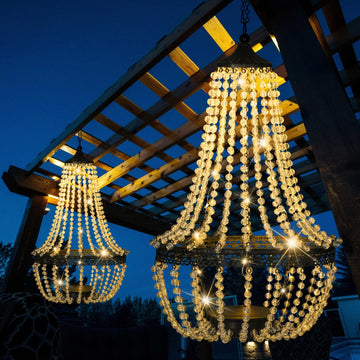 28" Hanging Solar Chandelier Outdoor Waterproof 30 LED Lantern