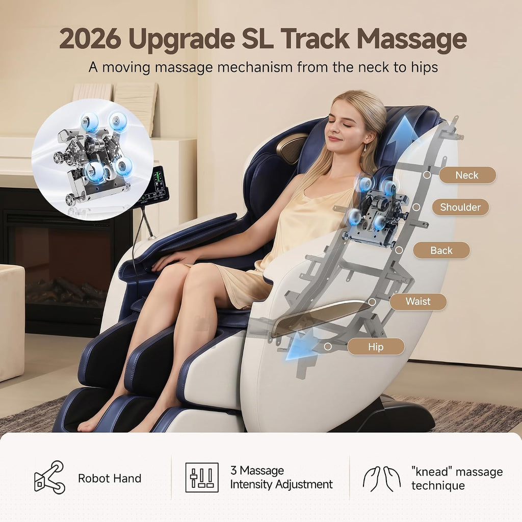 Upgraded 2D SL-Track Massage Chair,Recliner Full Body Zero Gravity with 8 Auto Modes and Upgraded LCD Screen,Added