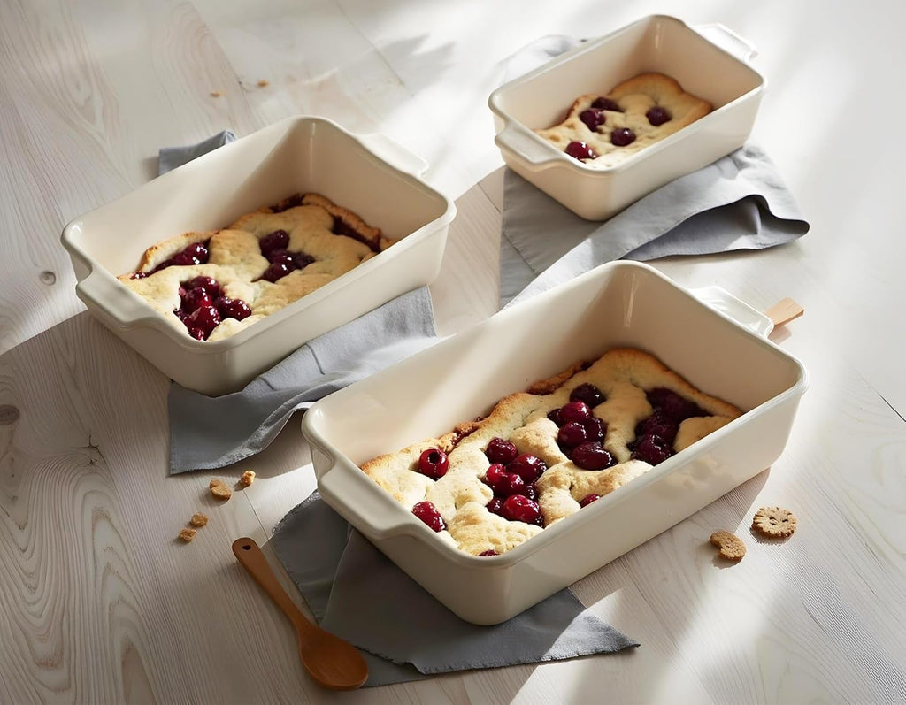 Ceramic Bakeware Set, Rectangular Dishes, For Casseroles, Lasagna, Cake, Small, Medium & Large Pans, Microwave &