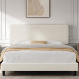 Full Bed Frame with Adjustable Headboard, Chenille Fabric Upholstered Headboard/Platform Bed