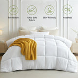 Down Alternative Oversized King Comforter, 120x98Inches, Polyester, White, All Season, Box Stitching