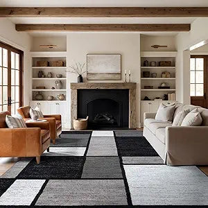 Modern Geometric Large Fade-Resistant Area Rug Gray 10' x 14'