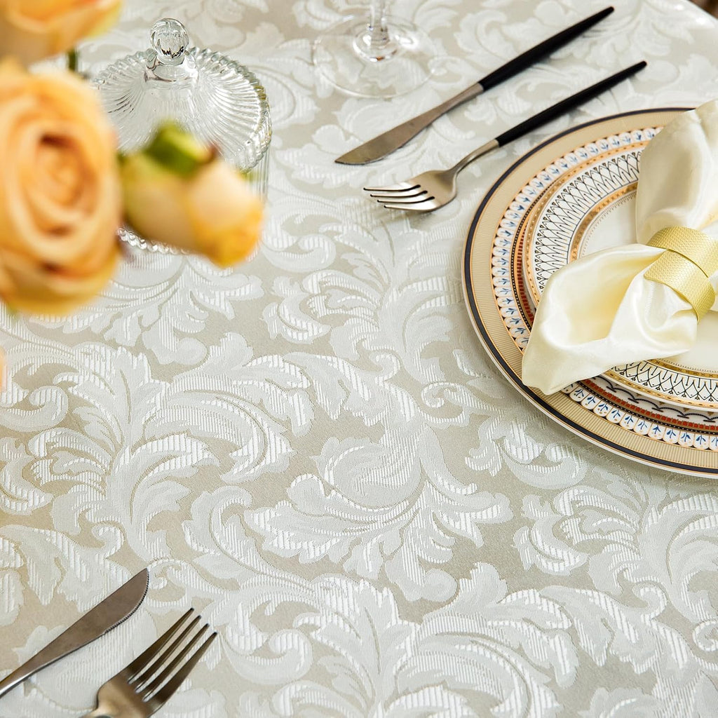Emboss Style Textured Tablecloth Waterproof Solid Bordered Retro Tablecloths Classic Luxurious Washa