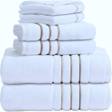Bath Towels Set - Luxury 6-Piece Cotton Towels, Soft Absorbent & Quick Dry, 600 GSM Bath Towels Spa Quality