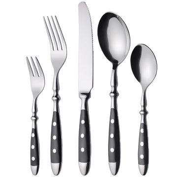 Cutlery set for 6 persons made of stainless steel, Heavy, Rustic, Table cutlery set 30 pieces, Forged cutlery with