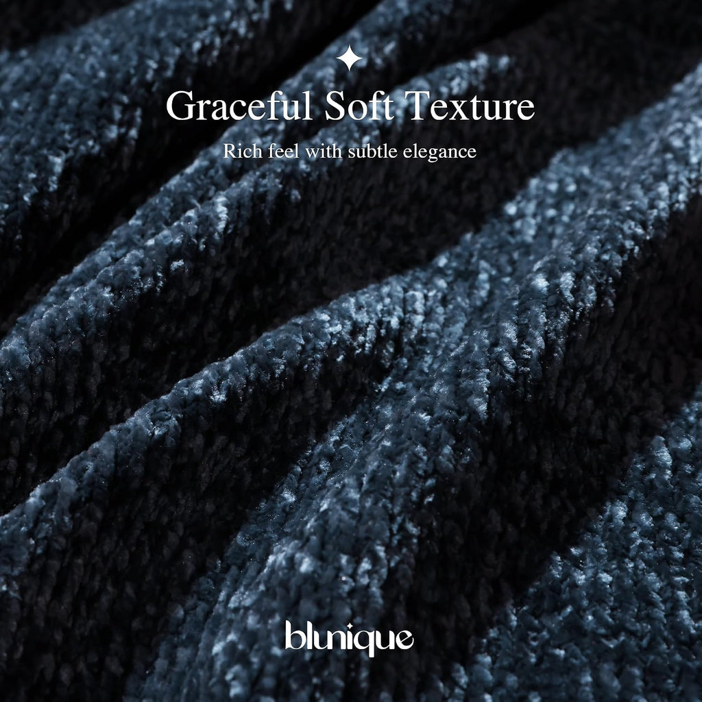 Chenille Throw Blanket, Cozy Soft Blanket Lightweight Decorative Throw, Stylish Home Decor, Ideal for Gifting, Indigo