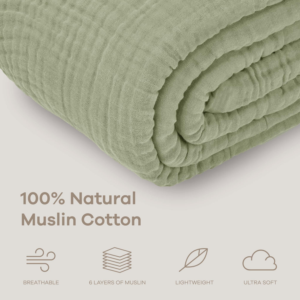 Muslin Throw Blanket 46" X 68" Sage - Throw Blanket