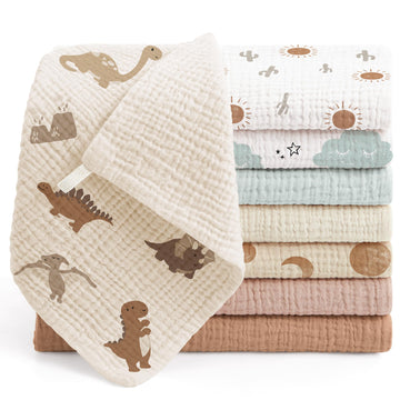 Muslin Burp Cloths 100% Cotton Cloths Baby Burp Cloths Muslin Washcloths Ultra-Absorbent Soft Baby Face Towel Burping