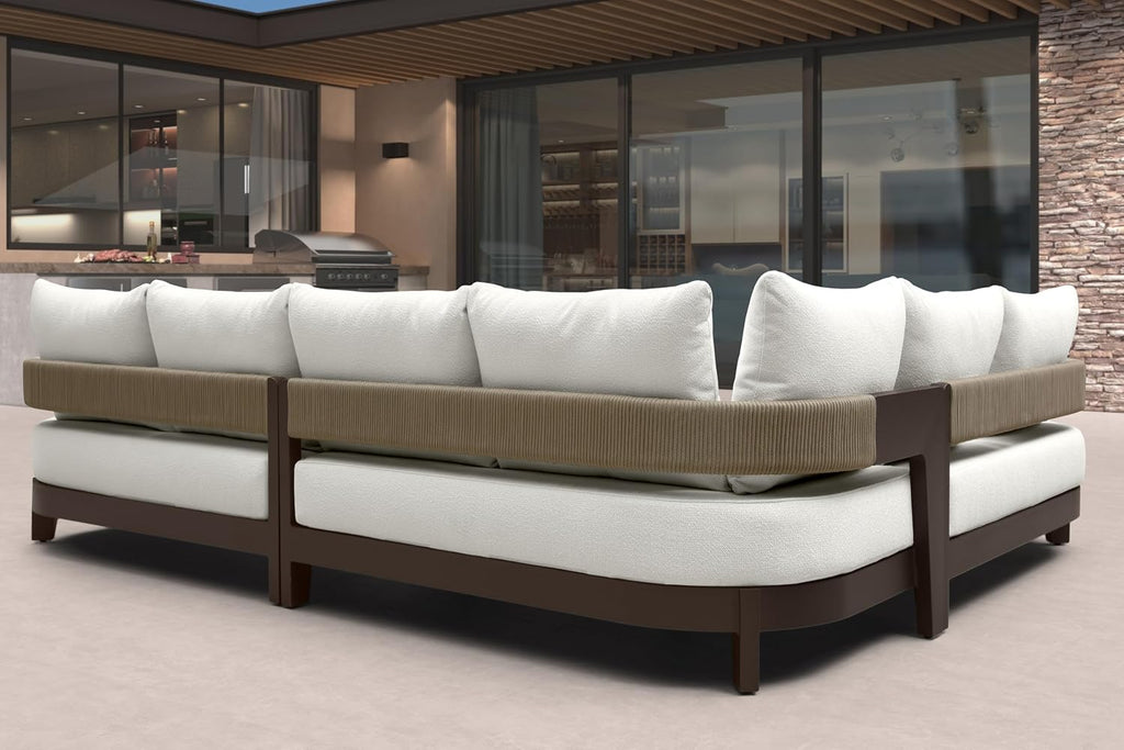 Patio Furniture Set 7 Pieces Loveseat Sofa L-Shaped with Table | Deep Seat and 7.87" High-Resilience Foam Cushion
