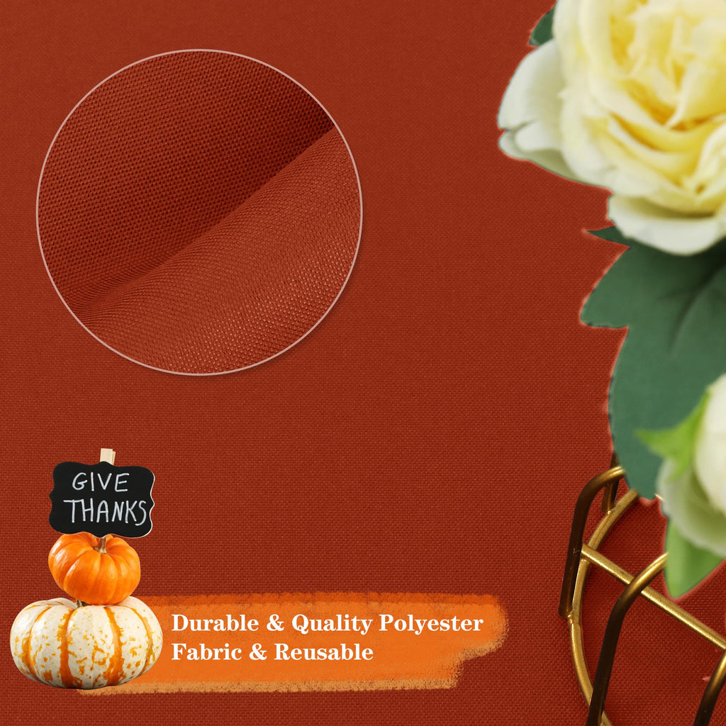 6 Pack Thanksgiving Round Tablecloth 90 Inch Burnt Orange