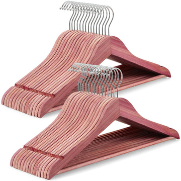 30-Pack American Red Cedar Wooden Hangers, Clothes Hangers for Closet, Wood Coat Hanger with Smooth Cut Notches, 360°