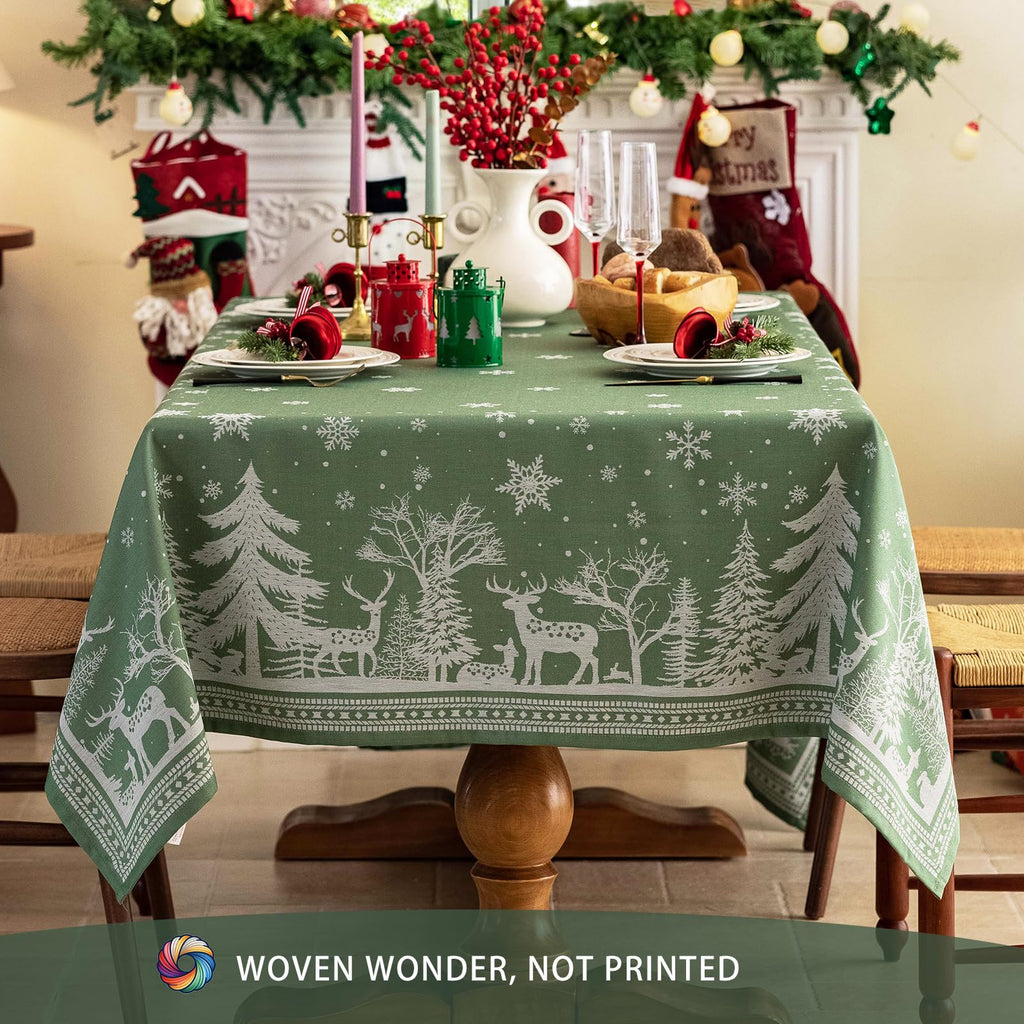 Green Christmas Tablecloth Rectangle 60"x90"