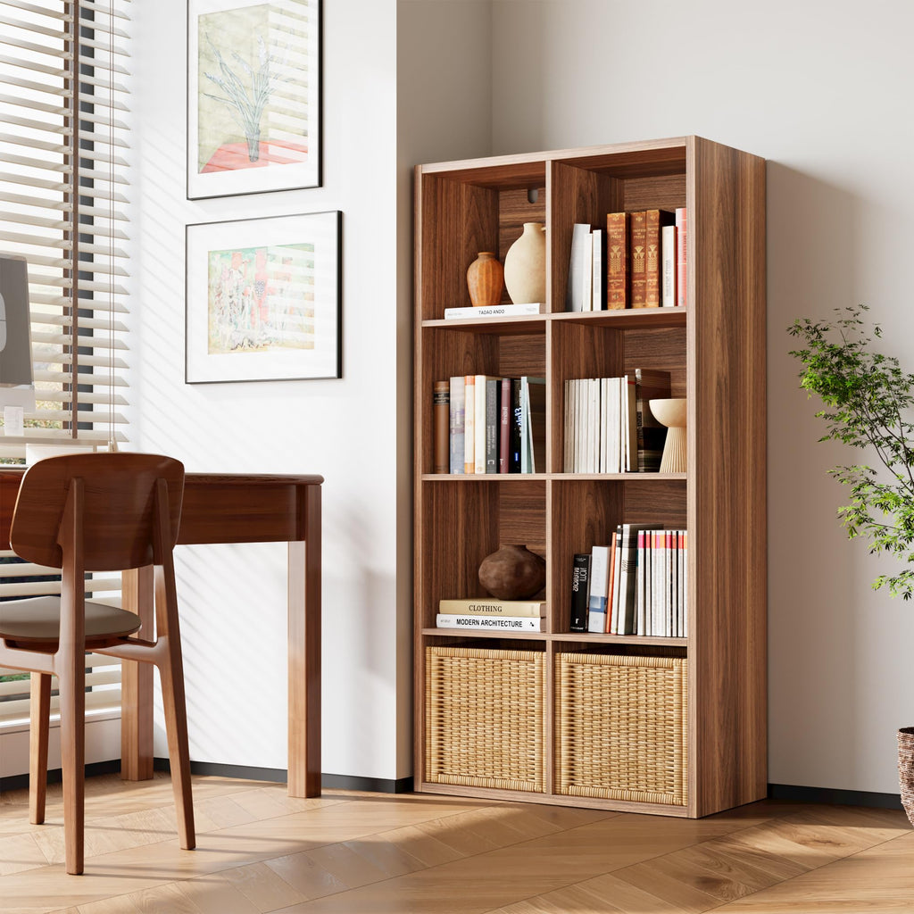 8-Cube Storage Organizer, Reversible Cube Bookshelf, Oak Brown