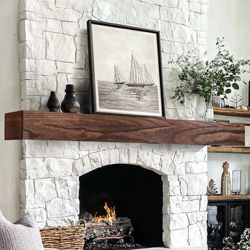 Fireplace Mantel Shelf, 72×8×5 Inch Wooden Floating Shelf, Brown