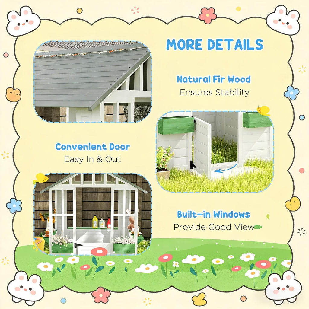 Wooden Playhouse,Outdoor Kids Cottage