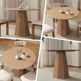 39” Round Solid Wood Dining Table for 4-5 People, Modern Pedestal Kitchen Table with Octagon Base, Circle