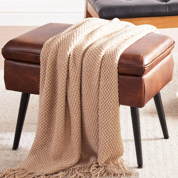 Square Storage Ottoman Upholstered Vanity Accent Stool Retro Brown