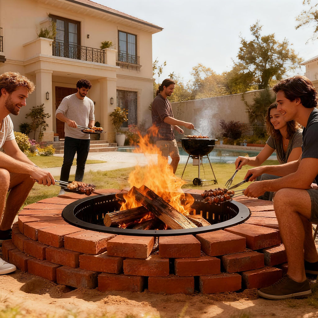 Smokeless Fire Pit Ring Insert, 48 Inch Durable Steel Fire Ring