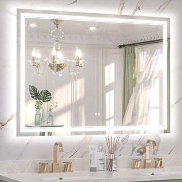 50" x 36" LED Bathroom Mirror with Lights, Frontlit & Backlit