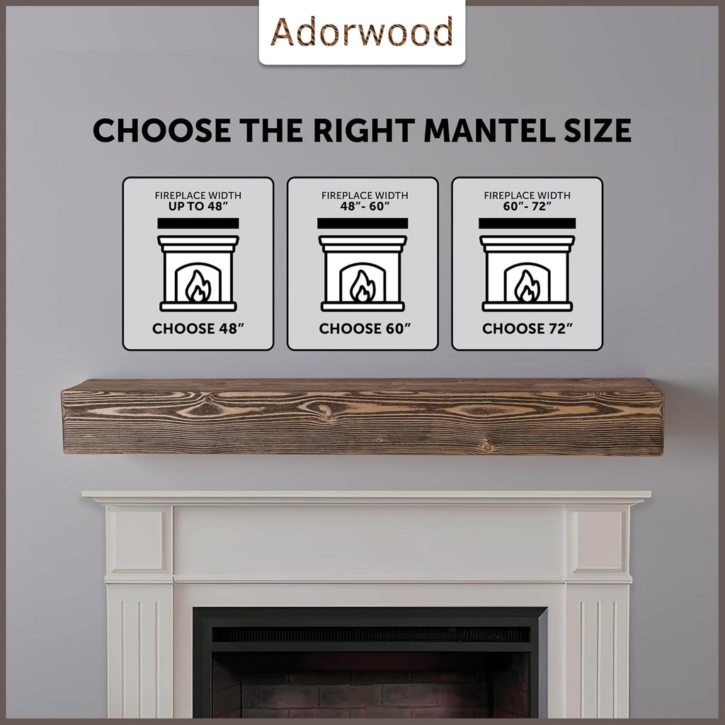 Shelf 72", Extra Wide Rustic Wood Mantles for Over Fireplace, Wall Mounted Floating Mantel Shelves for