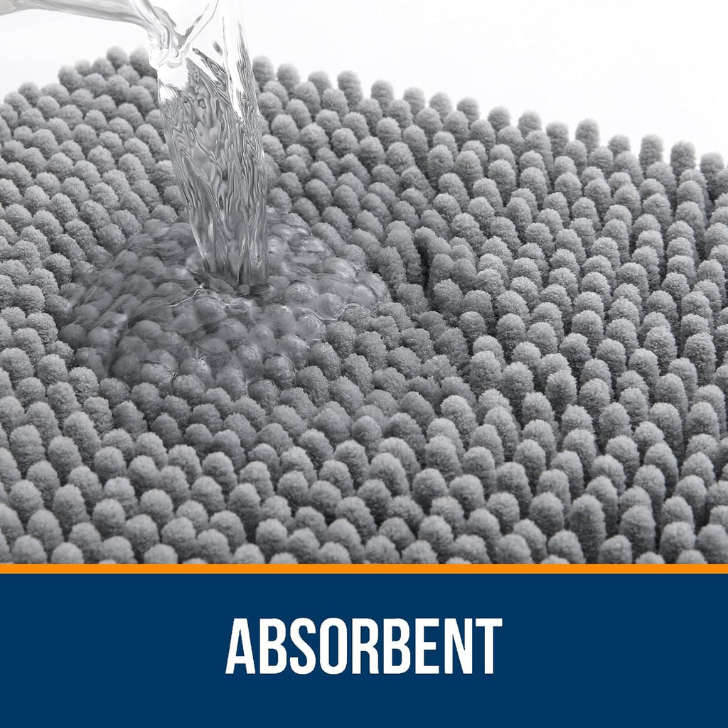 Bathroom Rugs 36x24, Extra Soft Absorbent Chenille Bath Rugs | Grey, Quick-Drying Rubber Backing, Machine Washable