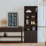 Industrial Bookshelves and Bookcases with Doors Floor Standing 6 Shelf Display Storage Shelves 70 in Tall Bookcase
