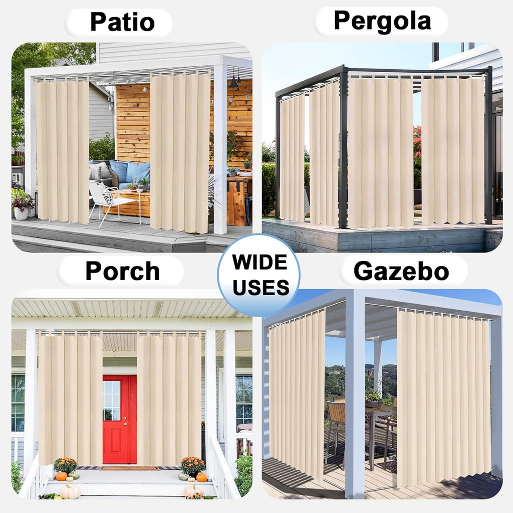 Waterproof Outdoor Curtains for Patio - Windproof Tab Top Ga - Image 8
