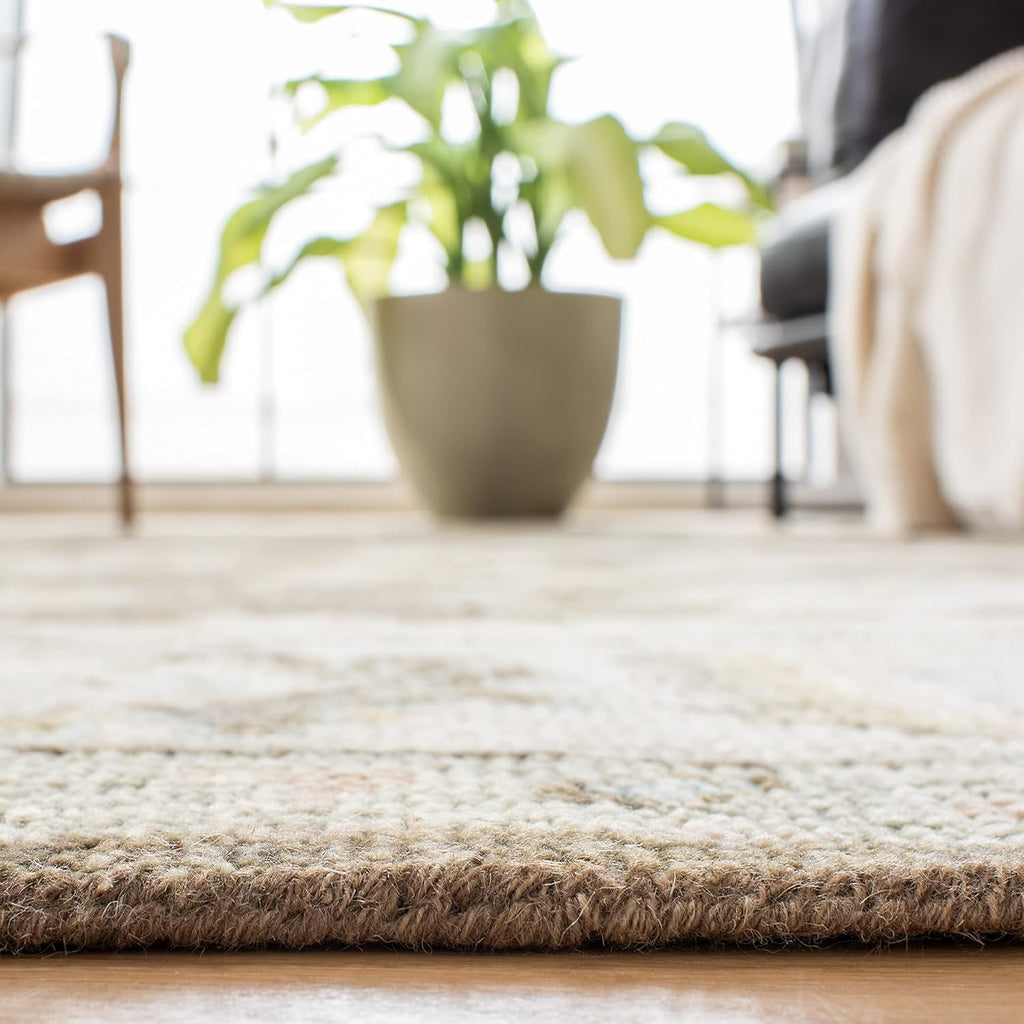 Samarkand Area Rug - 9' x 12', Beige & Brown, Hand-Knotted Traditional Oriental Wool