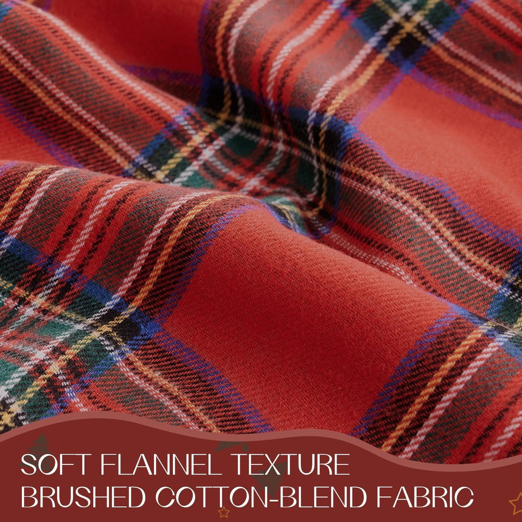 Christmas Plaid Ruffled Tablecloth Rectangle, 60x84 Inch Red