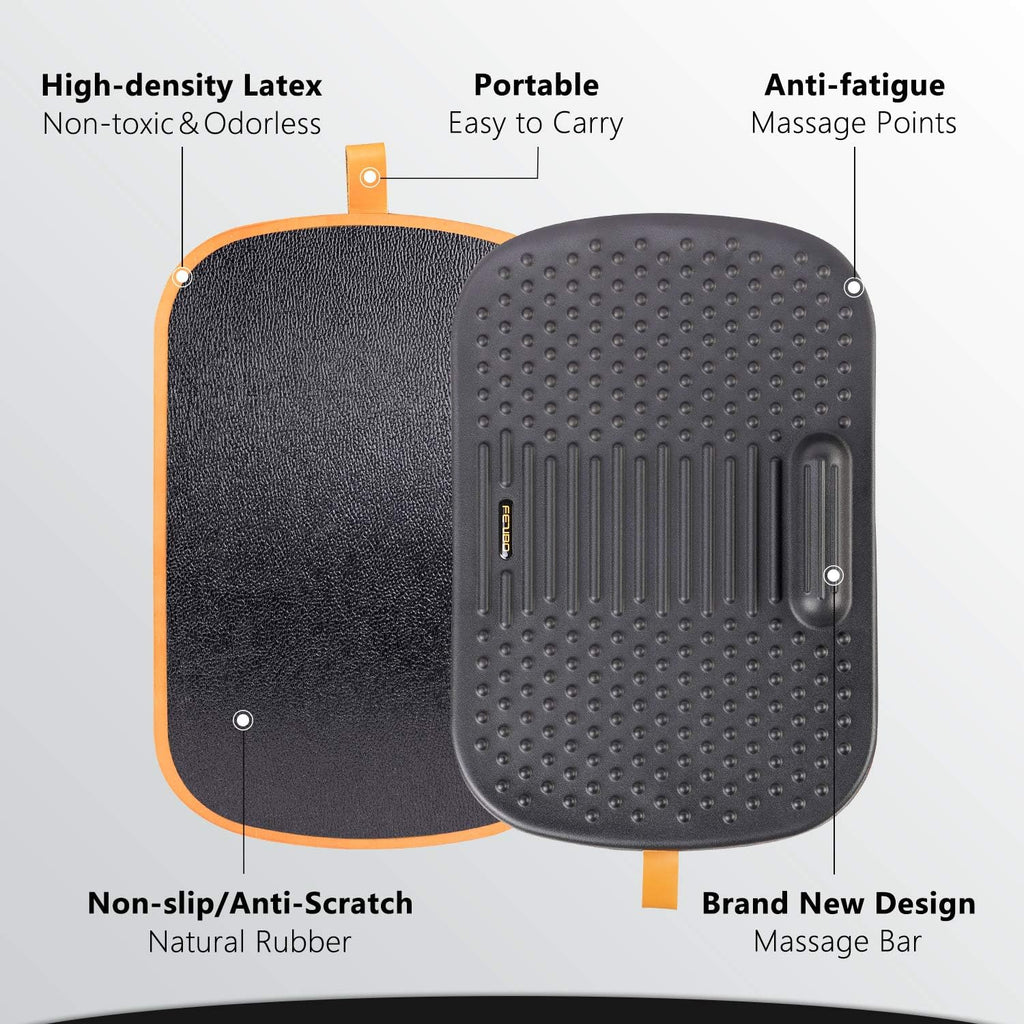Standing Desk Mat with Anti Fatigue Bar | Wooden Wobble Balance Board with Ergonomic Design Comfort Floor Mat