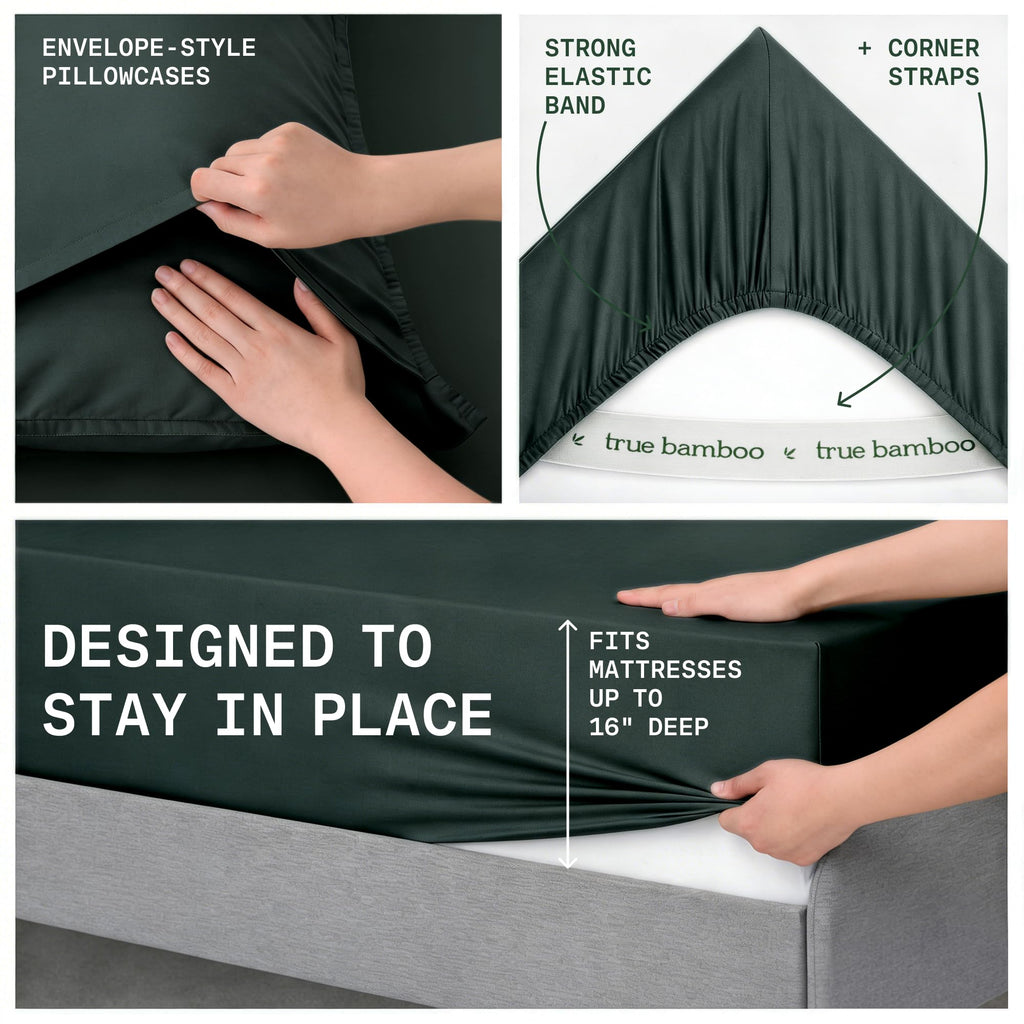 Sheets Set Queen Size - Silky Soft & Cooling - Dark Gray