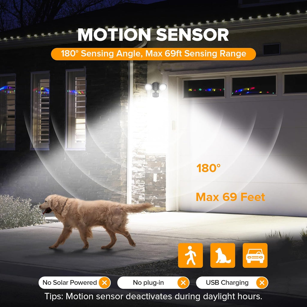 32W 3500 Lumen LED Security Lights Motion Sensor Light Outdoor, 5000K Daylight, IP65 Waterproof, Dusk to Dawn