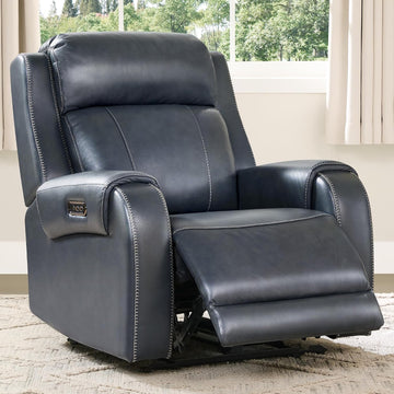 Genuine Leather Power Recliner Chair for Adults, Electric Wall Hugger Recliner with Adjustable Power Headrest &