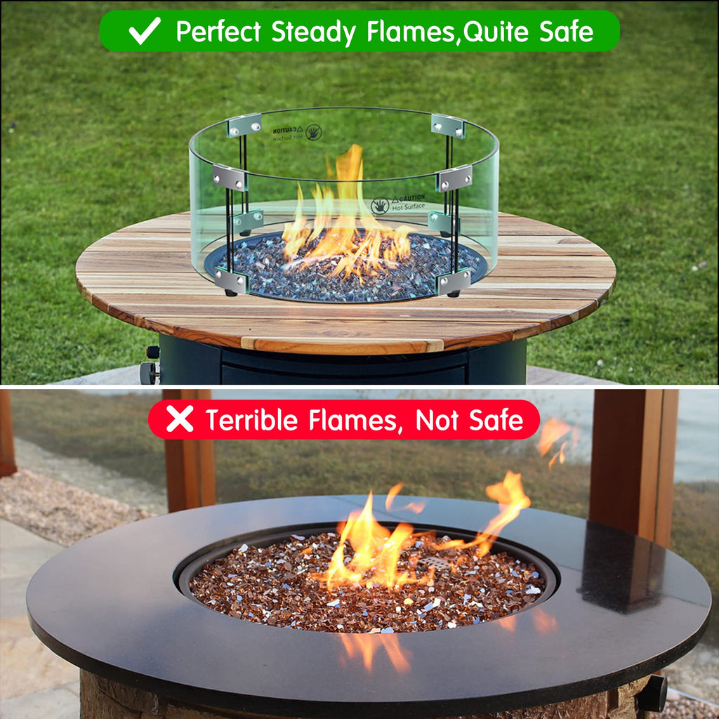 17" Round Fire Pit Glass Wind Guard
